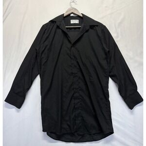 Tuxedo Park Dress Shirt Men 14-14.5 Black Microfiber Comfort Fit Collar Business